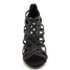 Scarpe da ballo donna salsa bachata kizomba tango articolo PD803 glitter raso nero suola bufalo tacco 90