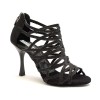Scarpe da ballo donna salsa bachata kizomba tango articolo PD803 glitter raso nero suola bufalo tacco 90