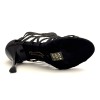 Scarpe da ballo donna salsa bachata kizomba tango articolo PD803 glitter raso nero suola bufalo tacco 90