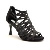 Scarpe da ballo donna salsa bachata kizomba tango articolo PD803 glitter raso nero suola bufalo tacco 70