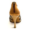 Scarpe da ballo donna salsa bachata kizomba tango articolo PD803 glitter raso bronzo suola bufalo tacco 90