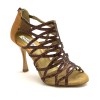 Scarpe da ballo donna salsa bachata kizomba tango articolo PD803 glitter raso bronzo suola bufalo tacco 90