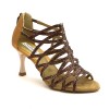 Scarpe da ballo donna salsa bachata kizimba tango articolo PD803 glitter raso bronzo suola bufalo tacco 70