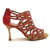 Scarpe da ballo donna salsa bachata kizomba tango articolo PD803 glitter raso rosso suola bufalo tacco 90