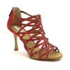 Scarpe da ballo donna salsa bachata kizomba tango articolo PD803 glitter raso rosso suola bufalo tacco 90