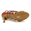 Scarpe da ballo donna salsa bachata kizomba tango articolo PD803 glitter raso rosso suola bufalo tacco 90