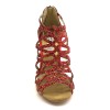 Scarpe da ballo donna salsa bachata kizomba tango articolo PD803 glitter raso rosso suola bufalo tacco 90