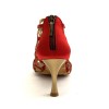 Scarpe da ballo donna salsa bachata kizomba tango articolo PD803 glitter raso rosso suola bufalo tacco 70