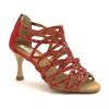 Scarpe da ballo donna salsa bachata kizomba tango articolo PD803 glitter raso rosso suola bufalo tacco 70