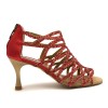 Scarpe da ballo donna salsa bachata kizomba tango articolo PD803 glitter raso rosso suola bufalo tacco 70