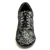Scarpe da ballo donna allacciate ballo da sala latino tango articolo PD706 nabuk nero argento suola bufalo tacco 40