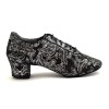 Scarpe da ballo donna allacciate ballo da sala latino tango articolo PD706 nabuk nero argento suola bufalo tacco 40