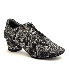 Scarpe da ballo donna allacciate ballo da sala latino tango articolo PD706 nabuk nero argento suola bufalo tacco 40