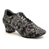 Scarpe da ballo donna allacciate ballo da sala latino tango articolo PD706 nabuk nero argento suola bufalo tacco 40