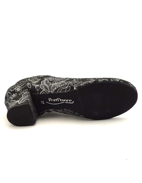 Scarpe da ballo donna allacciate ballo da sala latino tango articolo PD706 nabuk nero argento suola bufalo tacco 40