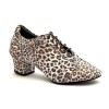 Scarpe da ballo donna allacciate articolo PD LEOPARD pelle leopardata suola bufalo tacco 40