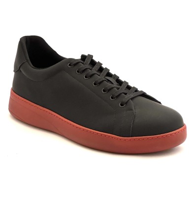 Sneaker da ballo uomo salsa bachata e altri balli  articolo PD GR CHICAGO pelle nera suola in gommina rossa
