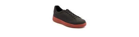 Sneaker da ballo uomo salsa bachata e altri balli  articolo PD GR CHICAGO pelle nera suola in gommina rossa