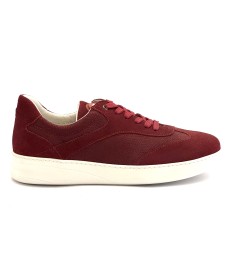 Sneaker da ballo uomo salsa bachata e altri balli articolo PD GR FLORENCE nabuk rosso suola gommina bianca