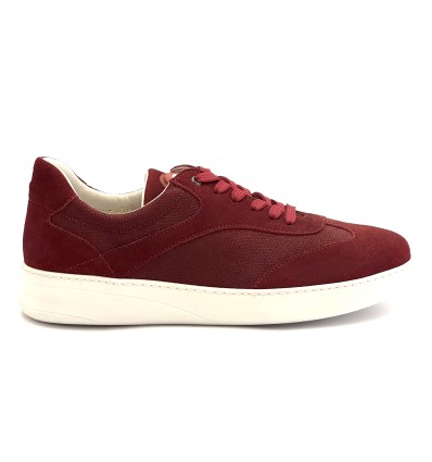 Sneaker da ballo uomo salsa bachata e altri balli articolo PD GR FLORENCE nabuk rosso suola gommina bianca