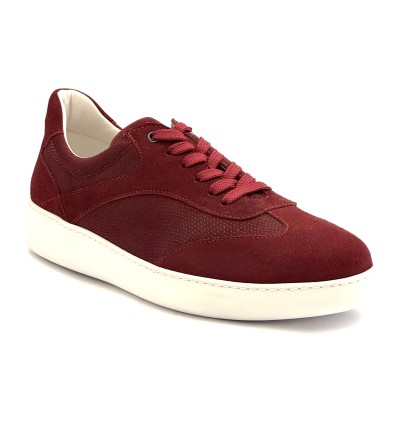 Sneaker da ballo uomo salsa bachata e altri balli articolo PD GR FLORENCE nabuk rosso suola gommina bianca