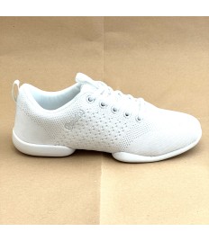 Sneaker da ballo unisex allenamento ballo da sala latino tango caraibici tessuto traspirante bianco suola spezzata gommina