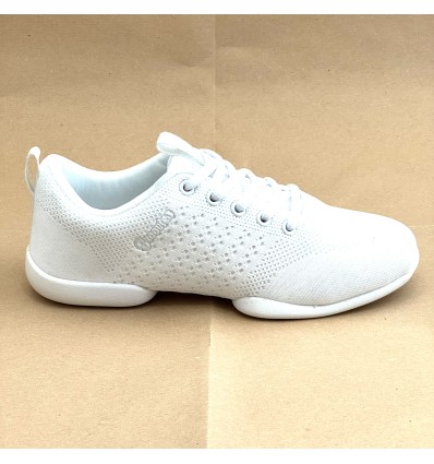 Sneaker da ballo unisex allenamento ballo da sala latino tango caraibici tessuto traspirante bianco suola spezzata gommina