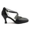 Scarpe da ballo donna ballo da sala liscio latino tango articolo 100 pelle nera glitter nero suola bufalo tacco 70