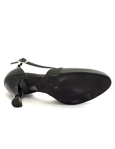 Scarpe da ballo donna ballo da sala liscio latino tango articolo 100 pelle nera glitter nero suola bufalo tacco 70
