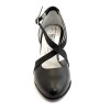 Scarpe da ballo donna ballo da sala liscio latino tango articolo 100 pelle nera glitter nero suola bufalo tacco 70