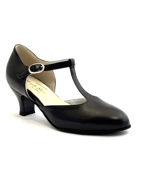 Scarpe da ballo donna ballo da sala liscio standard latino tango articolo 2040 pelle nera suola bufalo tacco 50