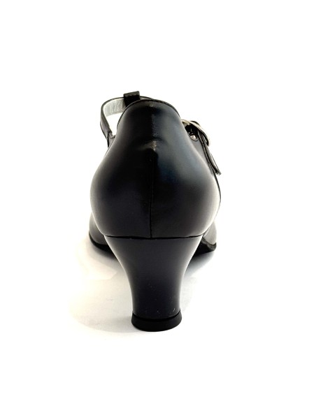 Scarpe da ballo donna ballo da sala liscio standard latino tango articolo 2040 pelle nera suola bufalo tacco 50