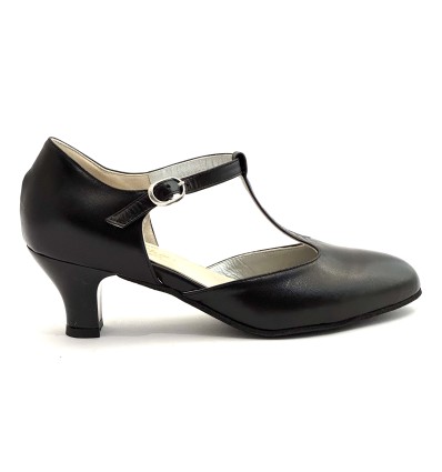 Scarpe da ballo donna ballo da sala liscio standard latino tango articolo 2040 pelle nera suola bufalo tacco 50