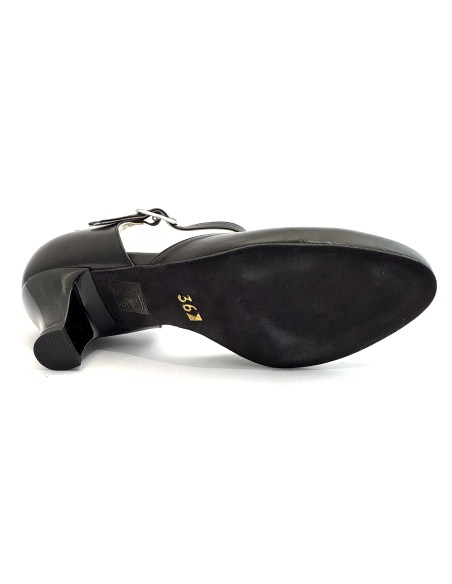 Scarpe da ballo donna ballo da sala liscio standard latino tango articolo 2040 pelle nera suola bufalo tacco 50
