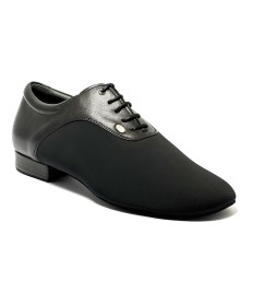 Scarpa da ballo uomo ballo da sala liscio latino americano tango argentino neoprene pelle nero suola bufalo tacco 20