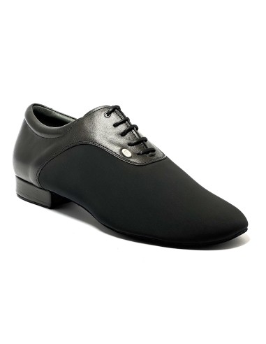 Scarpa da ballo uomo ballo da sala liscio latino americano tango argentino neoprene pelle nero suola bufalo tacco 20