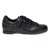 Sneakers da ballo per uomo latino americano tango argentino ballo da sala liscio pelle nera suola cuoio pomiciato  tacco 20
