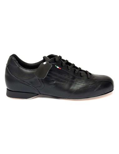 Sneakers da ballo per uomo latino americano tango argentino ballo da sala liscio pelle nera suola cuoio pomiciato  tacco 20