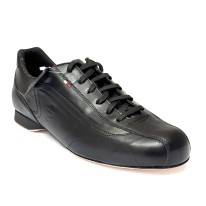 Sneakers da ballo per uomo latino americano tango argentino ballo da sala liscio pelle nera suola cuoio pomiciato  tacco 20 2
