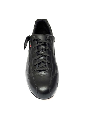 Sneakers da ballo per uomo latino americano tango argentino ballo da sala liscio pelle nera suola cuoio pomiciato  tacco 20