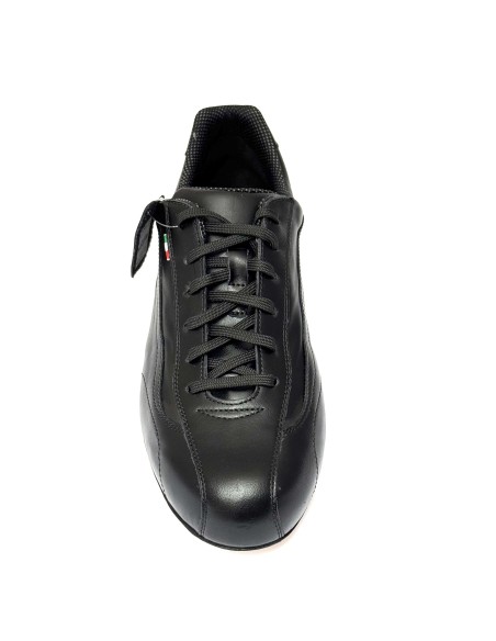 Sneakers da ballo per uomo latino americano tango argentino ballo da sala liscio pelle nera suola cuoio pomiciato  tacco 20