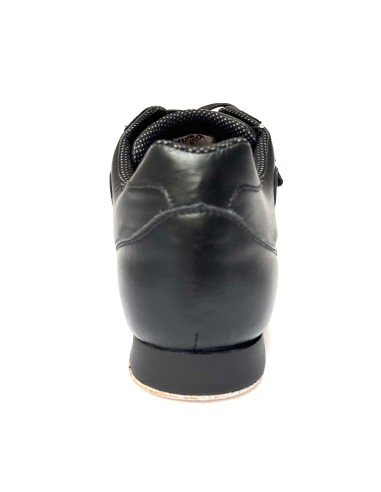 Sneakers da ballo per uomo latino americano tango argentino ballo da sala liscio pelle nera suola cuoio pomiciato  tacco 20