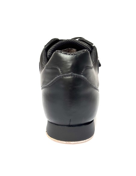 Sneakers da ballo per uomo latino americano tango argentino ballo da sala liscio pelle nera suola cuoio pomiciato  tacco 20