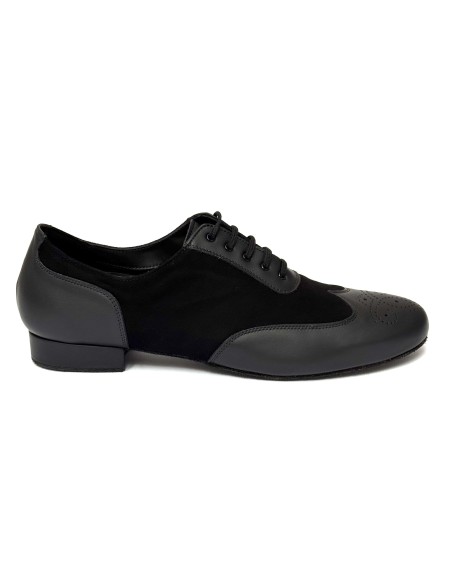 Scarpe da ballo uomo ballo da sala liscio latino caraibico tango articolo 870M pelle camoscio nero suola bufalo tacco 20