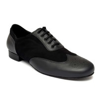 Scarpe da ballo uomo ballo da sala liscio latino caraibico tango articolo 870M pelle camoscio nero suola bufalo tacco 20 2