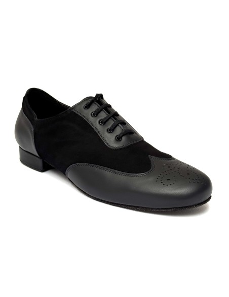 Scarpe da ballo uomo ballo da sala liscio latino caraibico tango articolo 870M pelle camoscio nero suola bufalo tacco 20