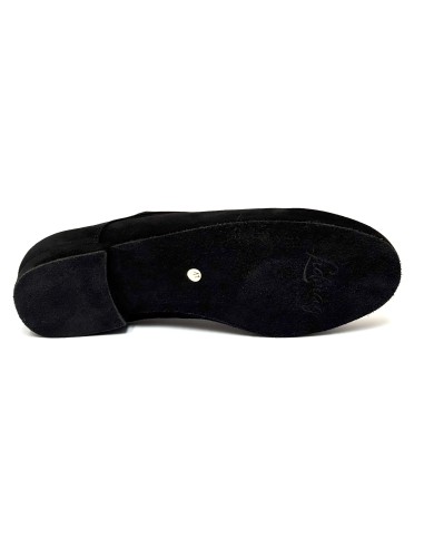 Scarpe da ballo uomo pallo da sala liscio latino tango articolo 887XL camoscio nero suola bufalo tacco 20