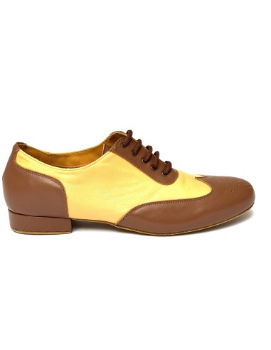 Scarpe da ballo uomo ballo da sala liscio latino caraibico tango articolo 870M pelle marrone beige suola bufalo tacco 20