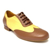 Scarpe da ballo uomo ballo da sala liscio latino caraibico tango articolo 870M pelle marrone beige suola bufalo tacco 20 2