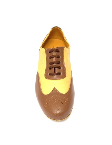 Scarpe da ballo uomo ballo da sala liscio latino caraibico tango articolo 870M pelle marrone beige suola bufalo tacco 20
